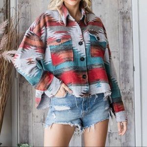 Teal Silverado Aztec Shacket
